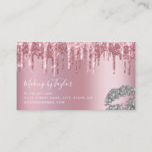 Moderne Rose Gold Glitzer Lips Makeup Künstler Visitenkarte (Rückseite)