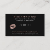 Moderne Rose Gold Glitzer Lips Salon Empfehlungska Visitenkarte (Rückseite)