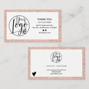 Moderne Rose Gold Glitzer Logo-Bestellung Vielen D Visitenkarte