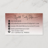 Moderne Rose Gold Glitzer Makeup Artist Mit Monogr Visitenkarte (Rückseite)