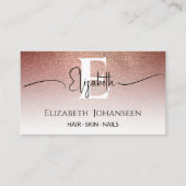Moderne Rose Gold Glitzer Makeup Artist Mit Monogr Visitenkarte (Vorderseite)