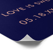 Moderne Rose Gold Glitzer Marineblau Begrüßung Hoc Poster (Ecke)