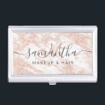 Moderne Rose Gold Glitzer Marmor Make-up Haar Visitenkarten Dose<br><div class="desc">Moderne Rose Gold Glitzer mit weißem Marmor Make-up Haar</div>