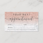 Moderne Rose Gold Glitzer Marmor ombre beruflich Terminkarte (Vorderseite)