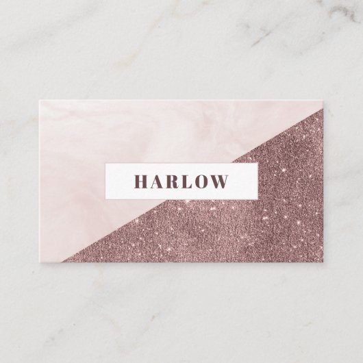 Moderne Rose Gold Glitzer Marmorplatte Rosa Visitenkarte (Vorderseite)