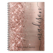 Moderne Rose Gold Glitzer Metallic Monogram Script Notizblock (Vorderseite)