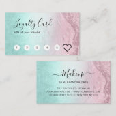 Moderne Rose Gold Glitzer & Minze Makeup Künstler Treuekarte (Vorne/Hinten)