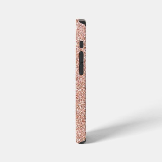 Moderne Rose Gold Glitzer mit Monogramm iPhone Hülle (Linke Seite)