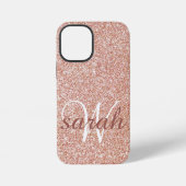 Moderne Rose Gold Glitzer mit Monogramm iPhone Hülle (Rückseite)