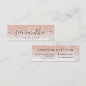 Moderne Rose Gold Glitzer Ober Marmor Make-up Haar Mini Visitenkarte (Vorne/Hinten)
