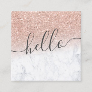Moderne Rose Gold Glitzer Ober weißer Marmor hell Quadratische Visitenkarte