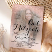 Moderne Rose Gold Glitzer ombre Foto Bat Mitzvah Einladung