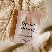 Moderne Rose Gold Glitzer ombre Foto Brautparty Einladung