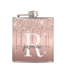 Moderne Rose Gold Glitzer Ombre Metal Monogram