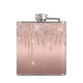 Moderne Rose Gold Glitzer Ombre Metal Monogram Flachmann (Rückseite)