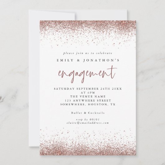 Moderne Rose Gold-Glitzer-Partnerschaft Einladung (Vorderseite)