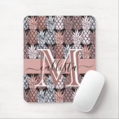 Moderne Rose Gold Glitzer Pink Ananas Monogramm Mousepad (Mit Mouse)