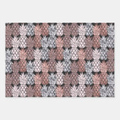 Moderne Rose Gold Glitzer Pink Ananas Muster Geschenkpapier Set (Vorderseite 3)