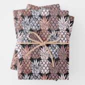 Moderne Rose Gold Glitzer Pink Ananas Muster Geschenkpapier Set (Beispiel)