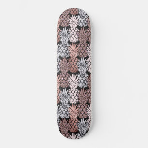 Moderne Rose Gold Glitzer Pink Ananas Muster Skateboard