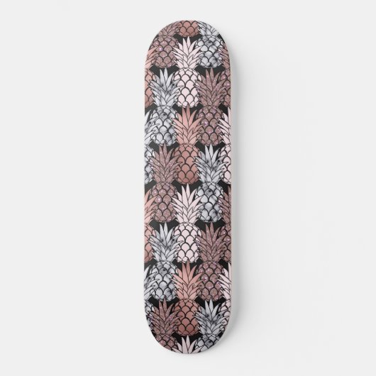 Moderne Rose Gold Glitzer Pink Ananas Muster Skateboard (Vorderseite)