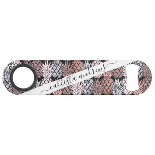 Moderne Rose Gold Glitzer Pink Ananas Muster Speed Flaschenöffner