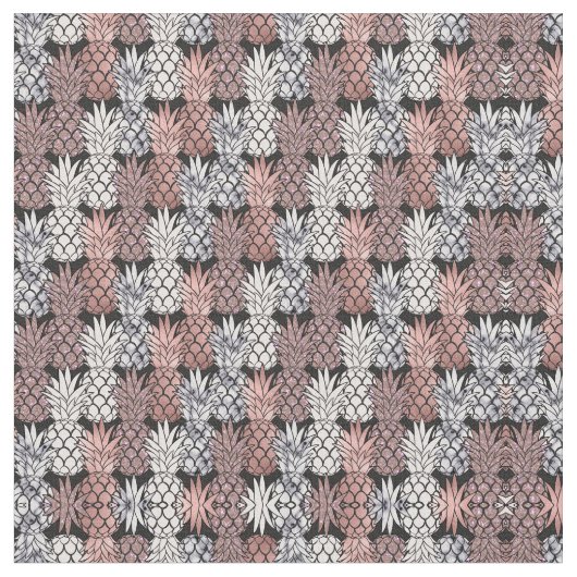 Moderne Rose Gold Glitzer Pink Ananas Muster Stoff (Nahaufnahme)