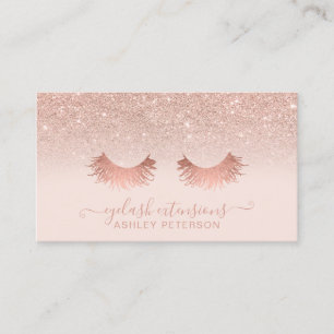 Moderne Rose Gold Glitzer Rosa Wimpern Visitenkarte