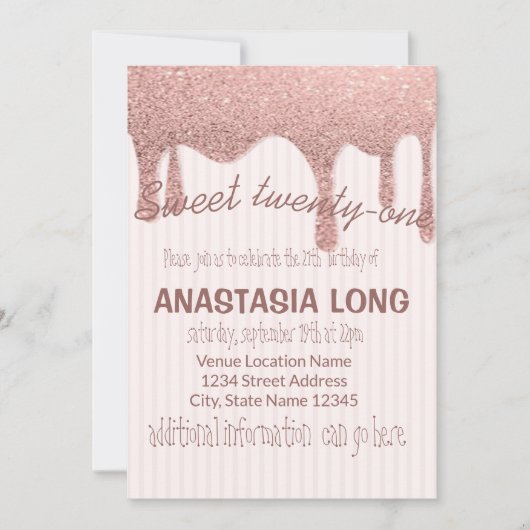 Moderne Rose Gold Glitzer Save The Date (Vorderseite)