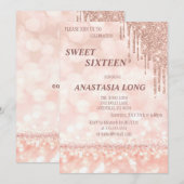 Moderne Rose Gold Glitzer Save The Date (Vorne/Hinten)