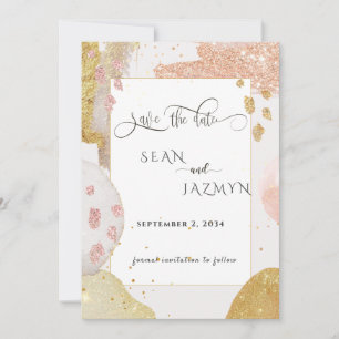 Moderne Rose Gold Glitzer Save the Date Einladung