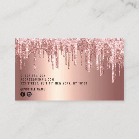 Moderne Rose Gold Glitzer Schere Haarstylist Visitenkarte (Rückseite)