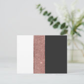 Moderne Rose Gold Glitzer Schwarz-weiße Farbblöcke Postkarte (Stehend Vorderseite)