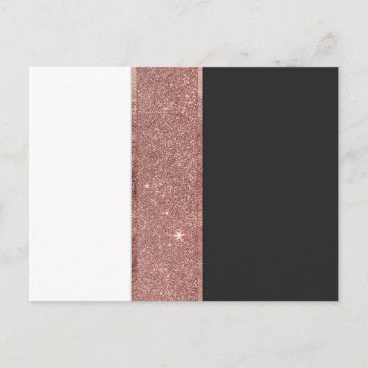 Moderne Rose Gold Glitzer Schwarz-weiße Farbblöcke Postkarte (Vorderseite)