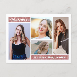 Moderne Rose Gold Glitzer Script Chic 4 Foto GRAD Einladungspostkarte