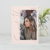 Moderne Rose Gold Glitzer Skript 4 Fotos Sweet 16 Einladung (Stehend Vorderseite)