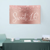 Moderne Rose Gold Glitzer Sparkling Sweet 16 Banner (Messeveranstaltung)