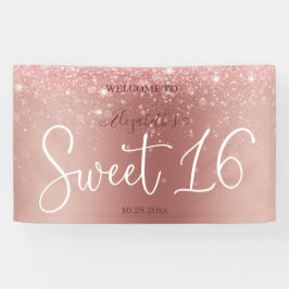 Moderne Rose Gold Glitzer Sparkling Sweet 16 Banner