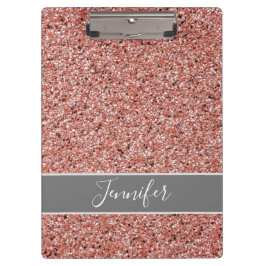 Moderne Rose Gold Glitzer Sparkone Personalisiert Klemmbrett