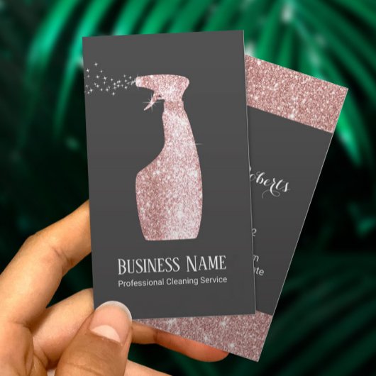 Moderne Rose Gold Glitzer Spray Reinigung Visitenkarte