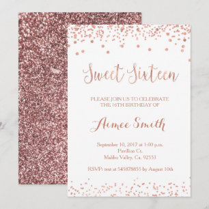 Moderne Rose Gold Glitzer Sweet 16 Geburtstagskart Einladung