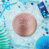 Moderne Rose Gold Glitzer Sweet 16 Pappteller (Party)