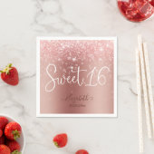 Moderne Rose Gold Glitzer Sweet 16 Serviette (Beispiel)