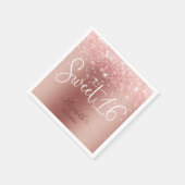 Moderne Rose Gold Glitzer Sweet 16 Serviette (Ecke)