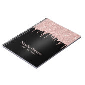 Moderne Rose Gold Glitzer Tropfen Black Beauty Sal Notizblock (Linke Seite)