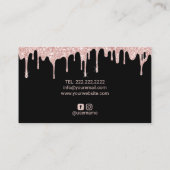 Moderne Rose Gold Glitzer Tropfen Chic Beauty Salo Visitenkarte (Rückseite)