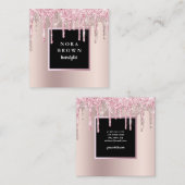 Moderne Rose Gold Glitzer Tropfen Haarstühle Quadratische Visitenkarte (Vorne/Hinten)