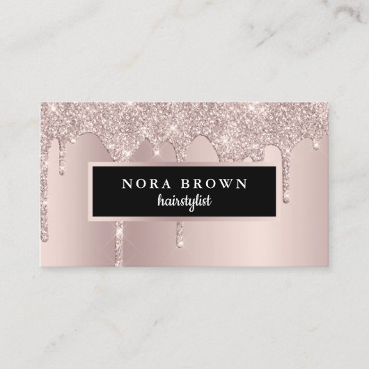 Moderne Rose Gold Glitzer Tropfen Haarstühle Visitenkarte (Vorderseite)