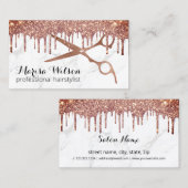 Moderne Rose Gold Glitzer Tropfen Marmorhaar Visitenkarte (Vorne/Hinten)