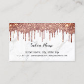 Moderne Rose Gold Glitzer Tropfen Marmorhaar Visitenkarte (Rückseite)